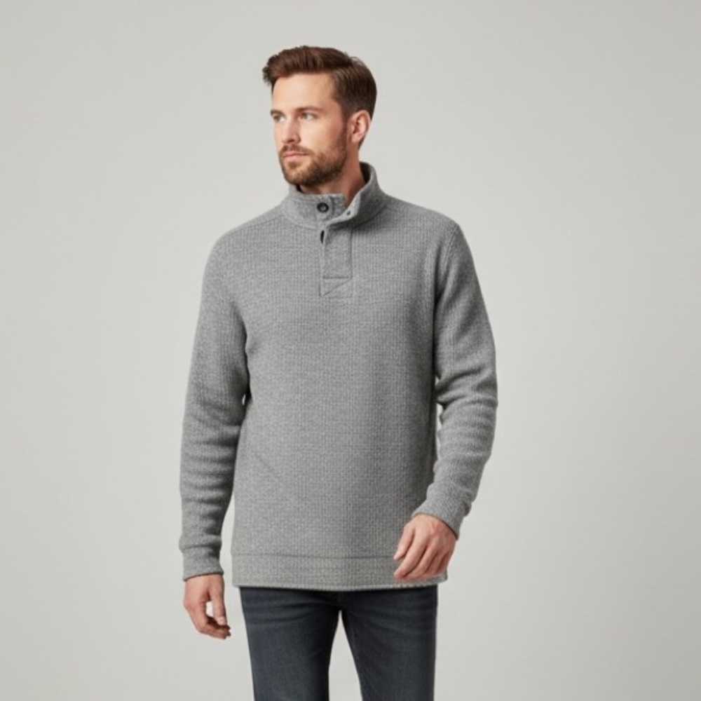 Field & Stream Heathered Gray Ribbed Mock Neck Pullover Sweater - XXL